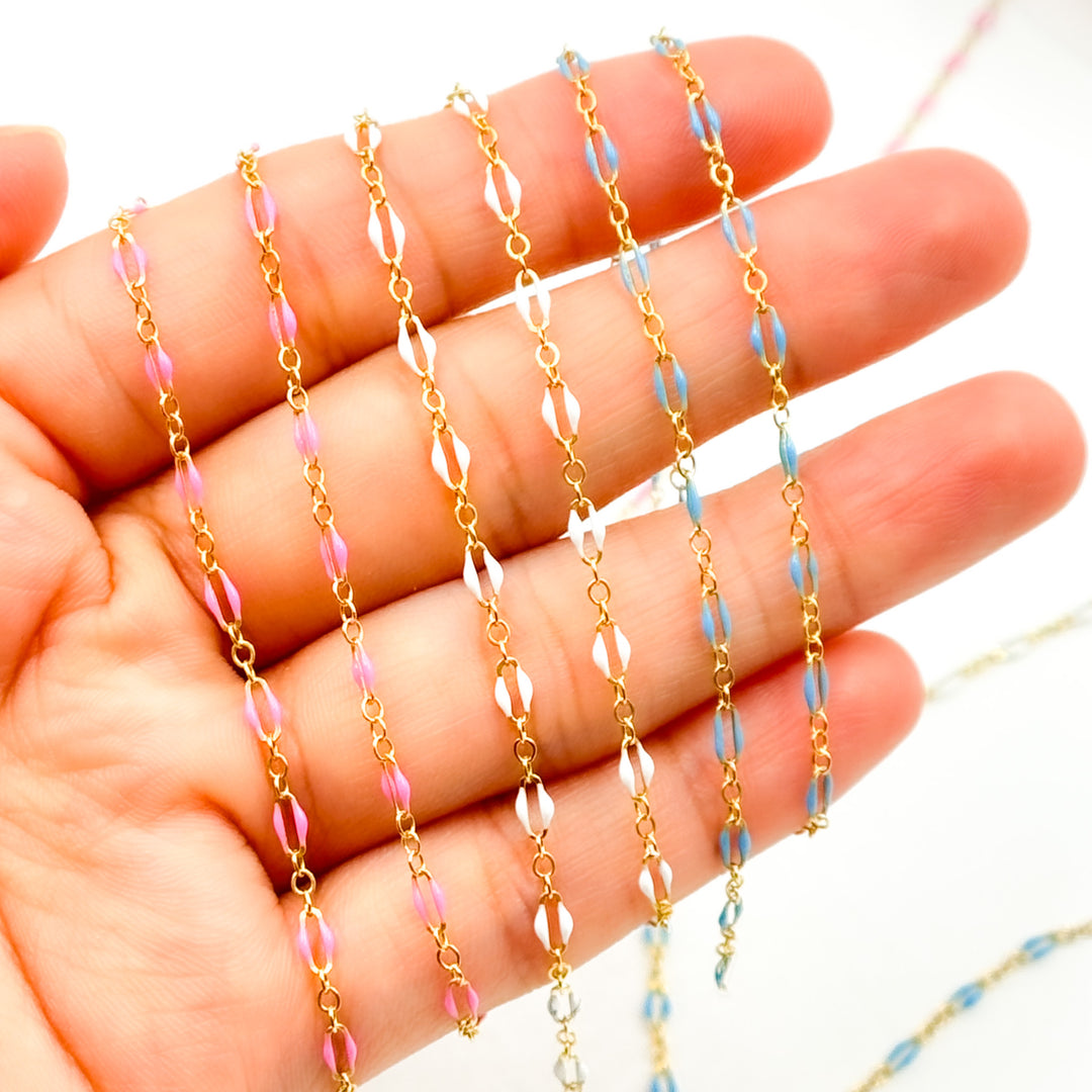 70/1003FGF. 14k Gold Filled Enamel Flat Marina Chain