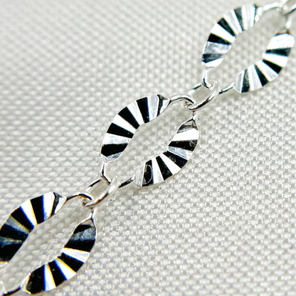 Sterling Silver Diamond Cut Marina Link Chain