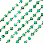 Load image into Gallery viewer, Green Turquoise Rondel Shape Oxidized Wire Chain. TRQ50
