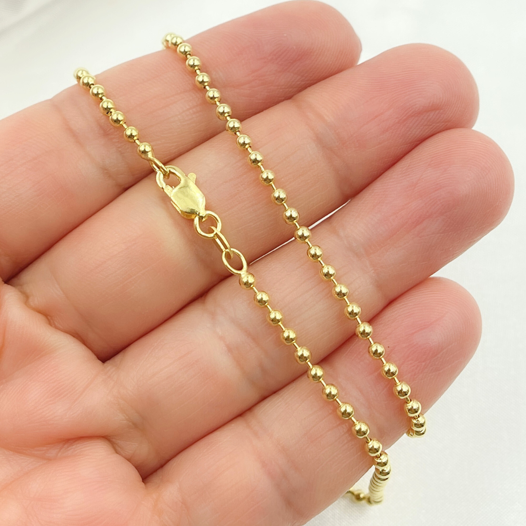 200CP. 14k Solid Yellow Gold Bead Chain