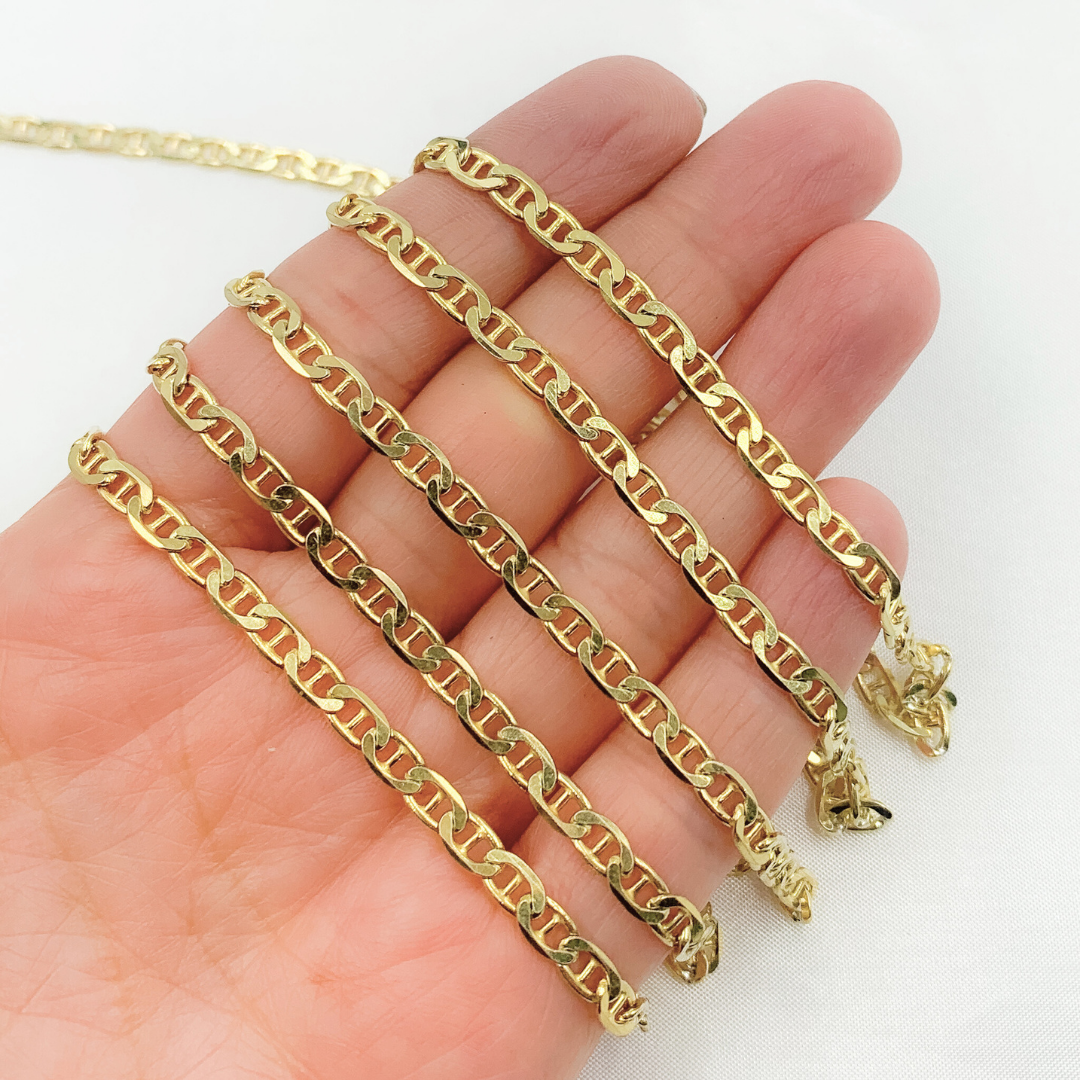 Y66GP. Gold Plated 925 Sterling Silver Flat Marina Chain