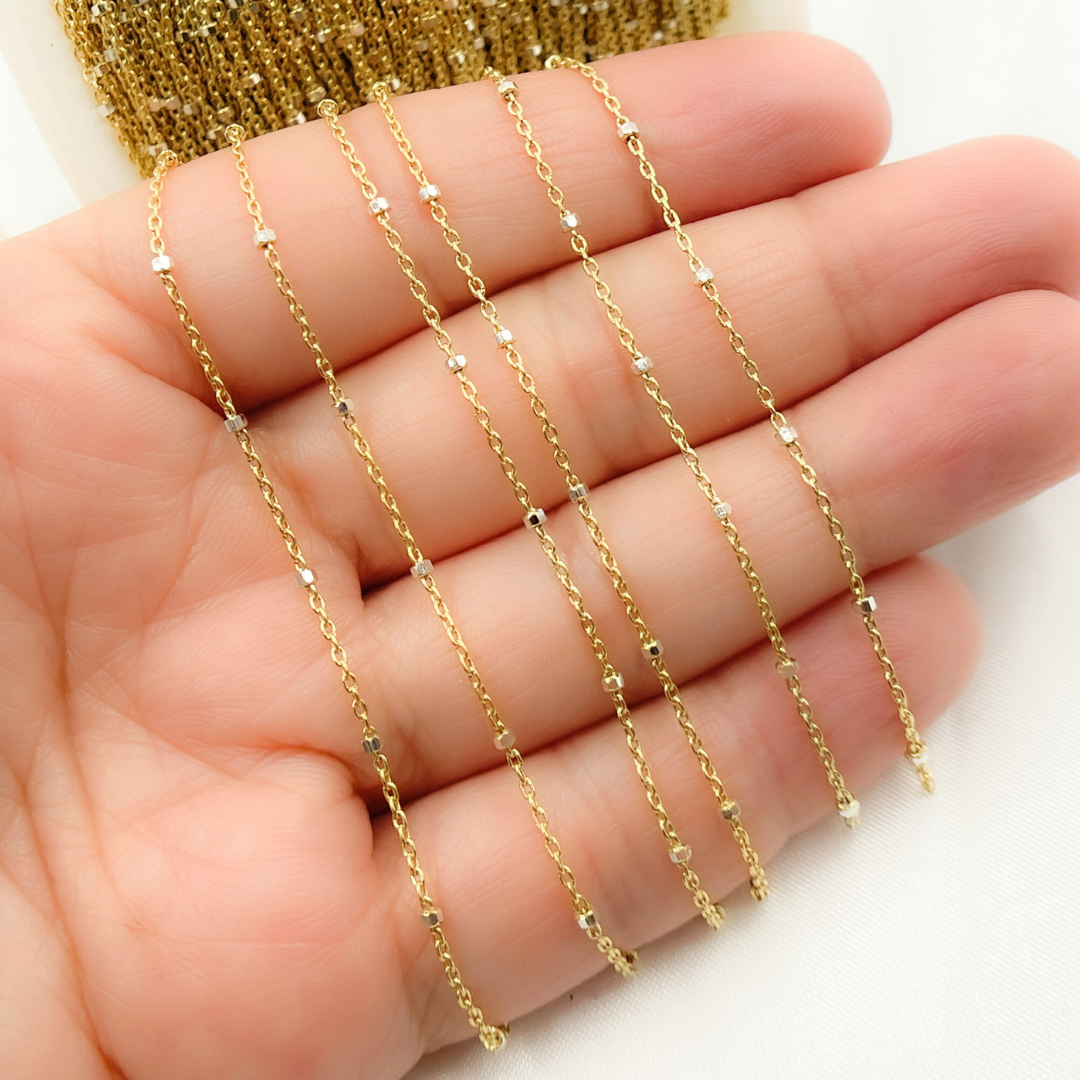 Gold Plated 925 Sterling Silver Satellite Cube Chain