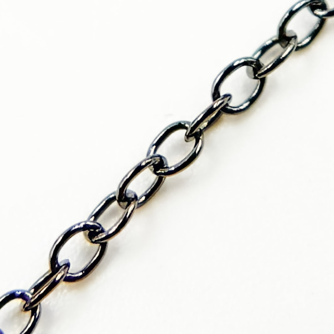 V104BR. Black Rhodium Sterling Silver Smooth Cable Chain