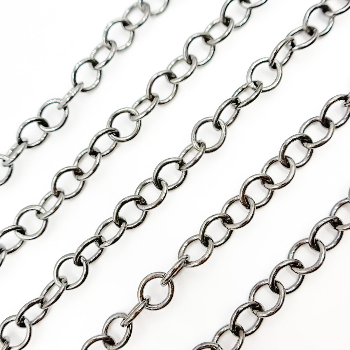 Black Rhodium  Sterling Silver Round Link Chain