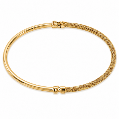 Bangle26. 14K Gold Textured Hollow Bangle Bracelet