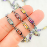 Load image into Gallery viewer, Multi Color Cubic Zirconia Rectangular Shape Connected Chain. CZ45
