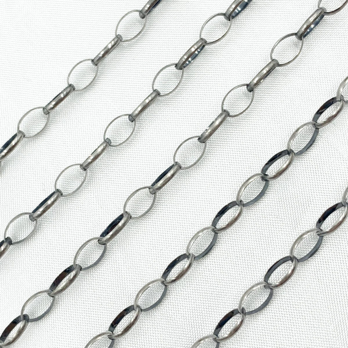 Oxidized Sterling Silver Cable Oval Link Chain