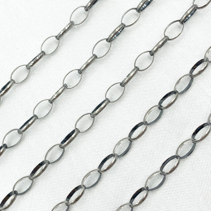 Oxidized Sterling Silver Cable Oval Link Chain