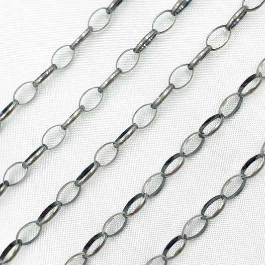 Oxidized Sterling Silver Cable Oval Link Chain