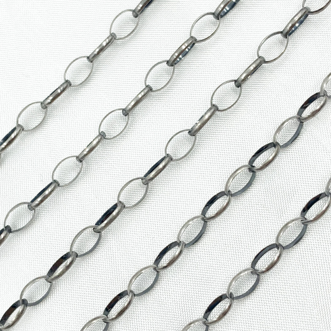 Oxidized 925 Sterling Silver Oval Link Chain. 606OX