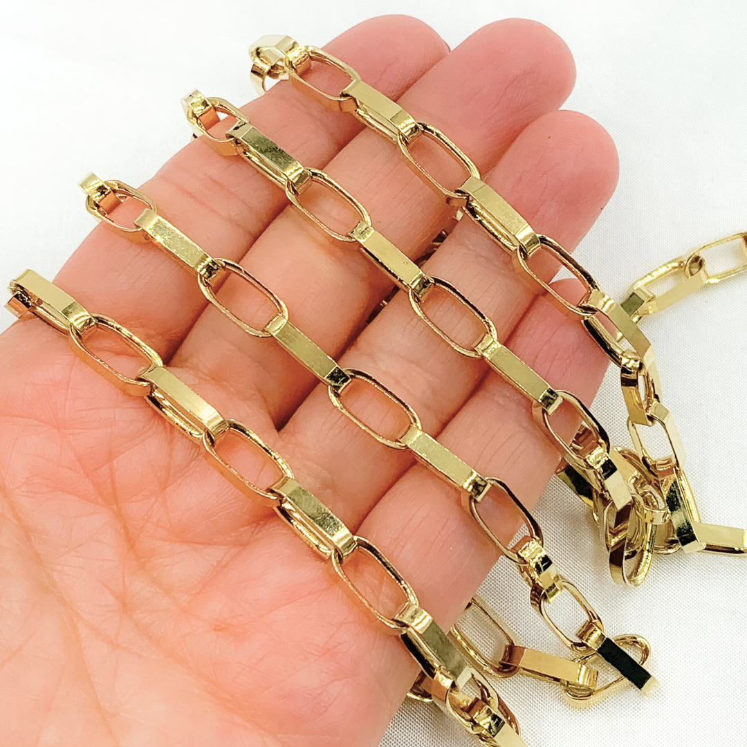 Y76GP. Gold Plated 925 Sterling Silver Flat Oval Link Chain