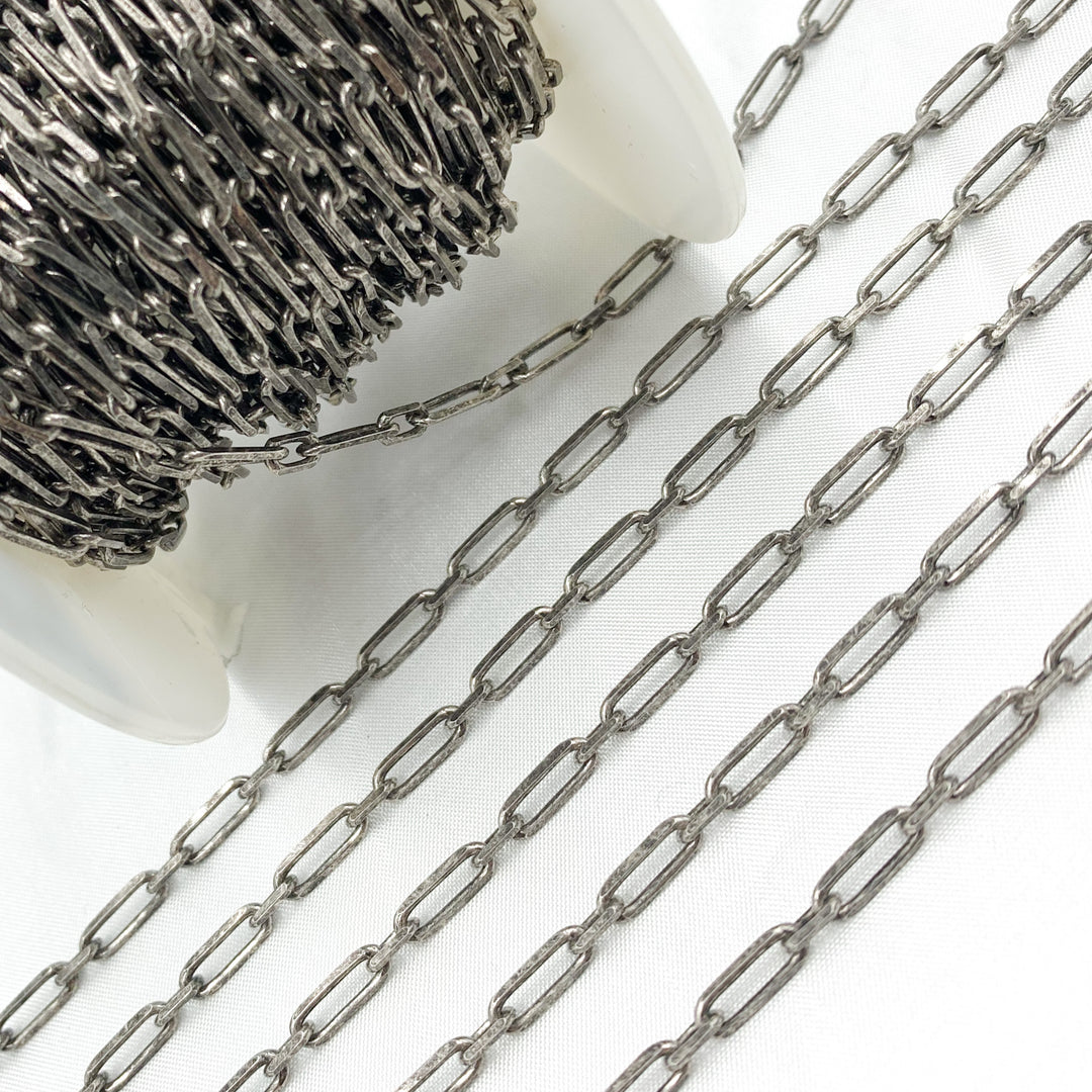Oxidized 925 Sterling Silver Paperclip Link Chain. Z47OX