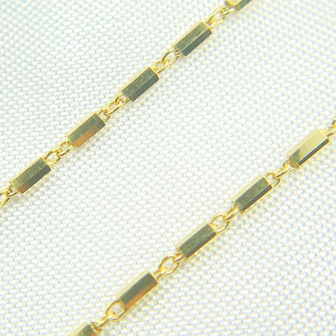 025R02E0TP0L8L. 14k Solid Yellow Gold Bars Link Chain