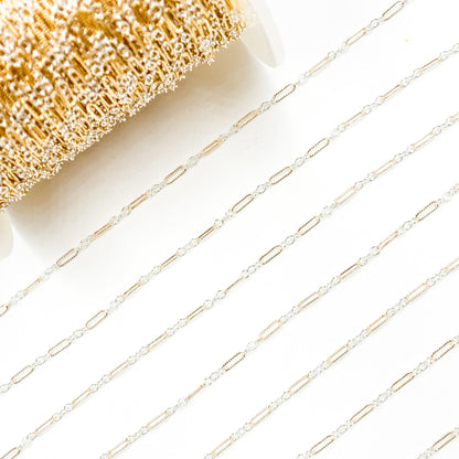 XM/1003K/SP. 14K Gold Filled and Sterling Silver Knurled Link Chain