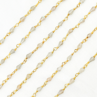 Labradorite Gold Plated Wire Chain.