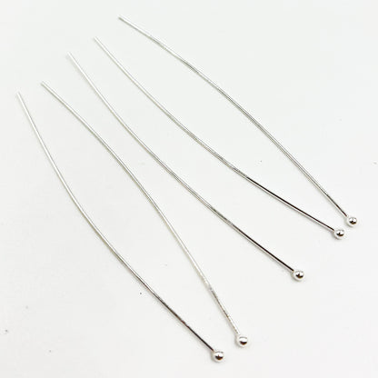 Gauge White Sterling Silver Ball 2 Inch Headpin