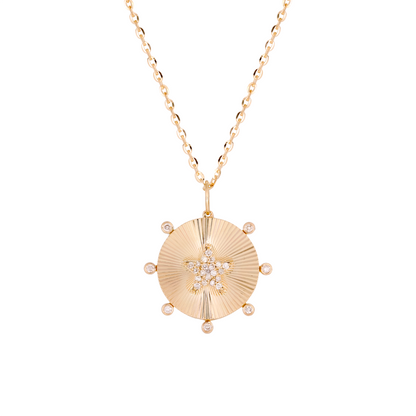 14K Solid Gold Diamond Star Necklace