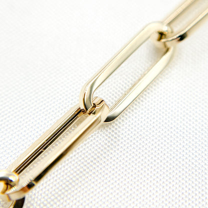568/535/GBracelet. 14K Yellow Gold Hollow Flat Paperclip Bracelet