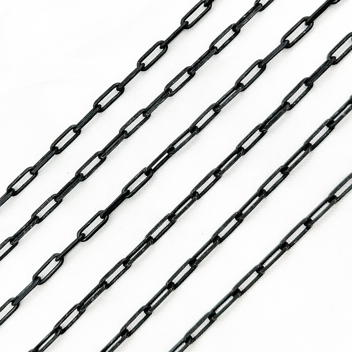 Sterling Silver Black Rhodium Matte Paperclip Chain
