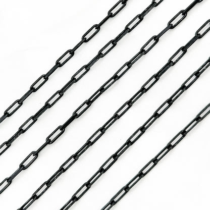 Sterling Silver Black Rhodium Matte Paperclip Chain