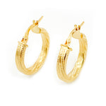 Load image into Gallery viewer, 15850024626. 14K Solid Gold Textured Hollow Hoop Earrings