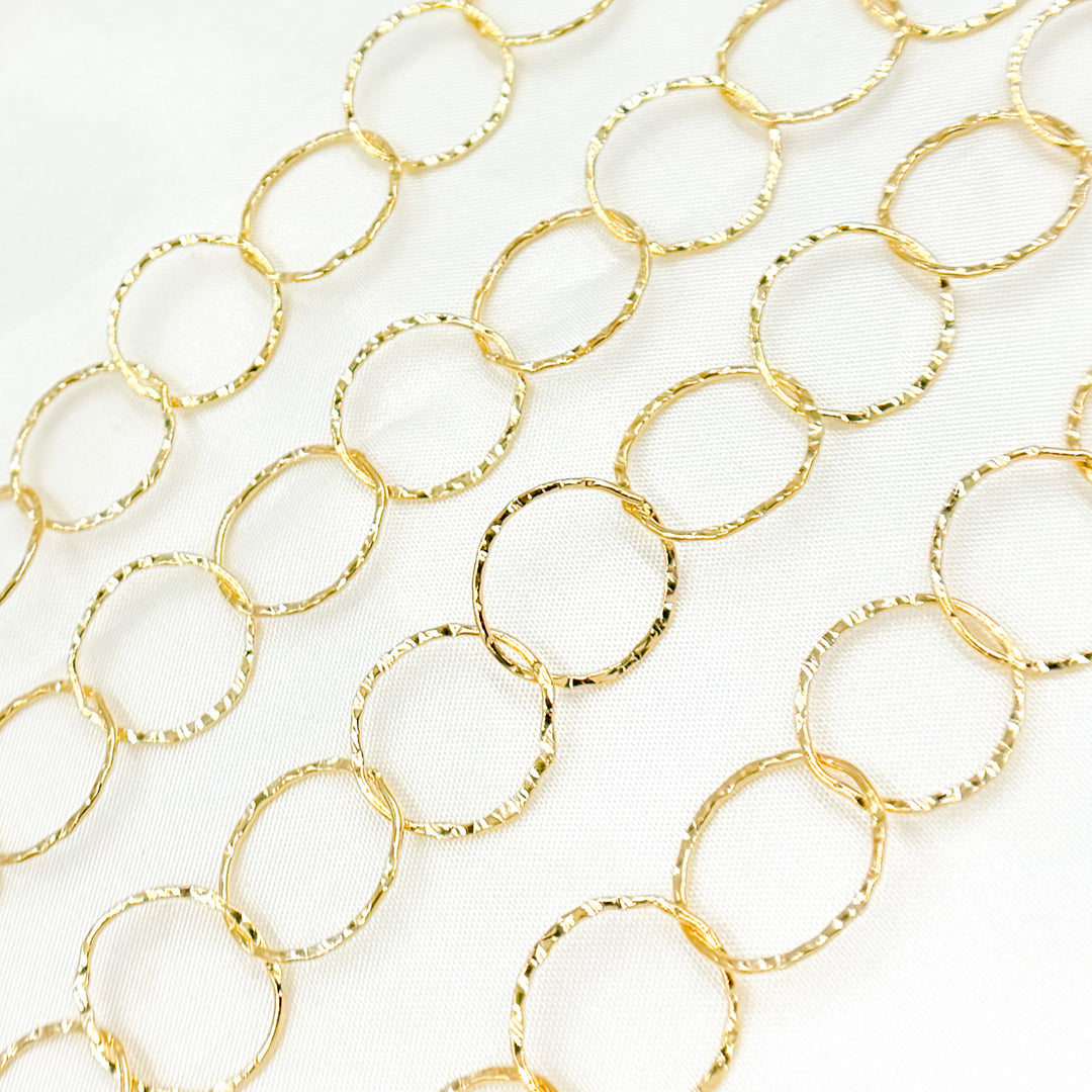 748KGF. 14K Gold Filled Hammered Round Link Chain