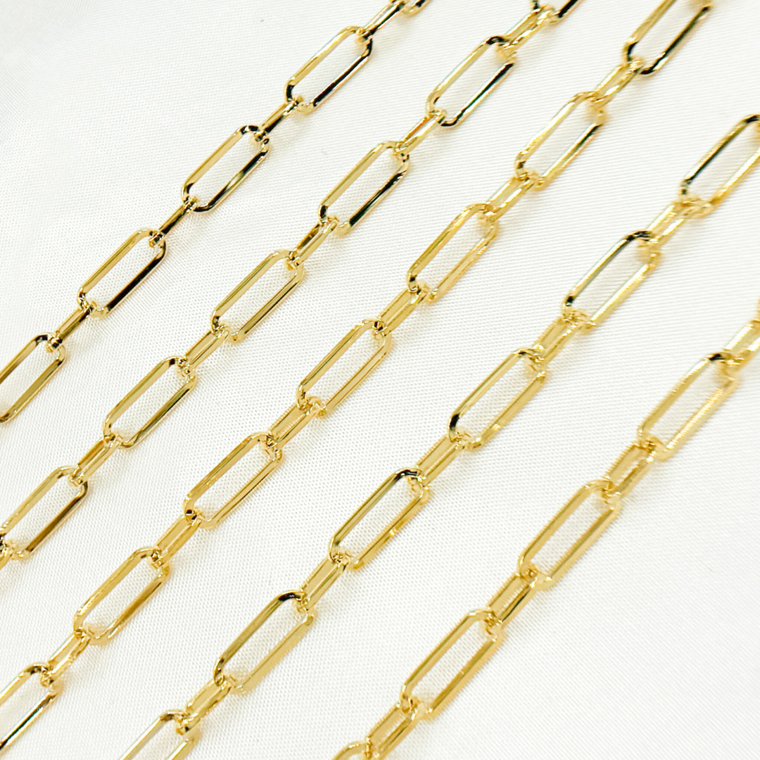 V149GP. Gold Plated 925 Sterling Silver Flat Paperclip Link Chain