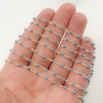 Load image into Gallery viewer, TRQ55. Turquoise Dainty Bead Sterling Silver Wire Chain
