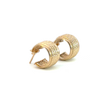Load image into Gallery viewer, 15850018990. 14K Solid Gold Ribbed Hollow Hoop Earrings