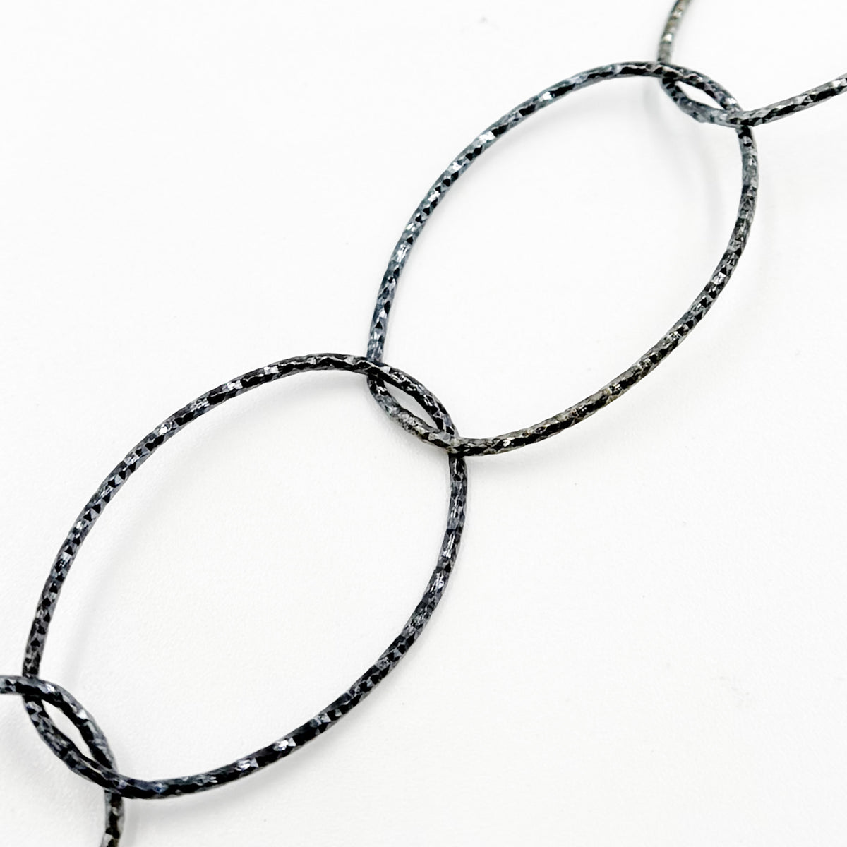 Sterling Silver Black Rhodium Diamond Cut Oval