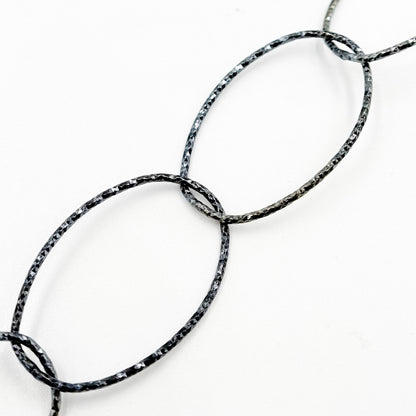 Sterling Silver Black Rhodium Diamond Cut Oval