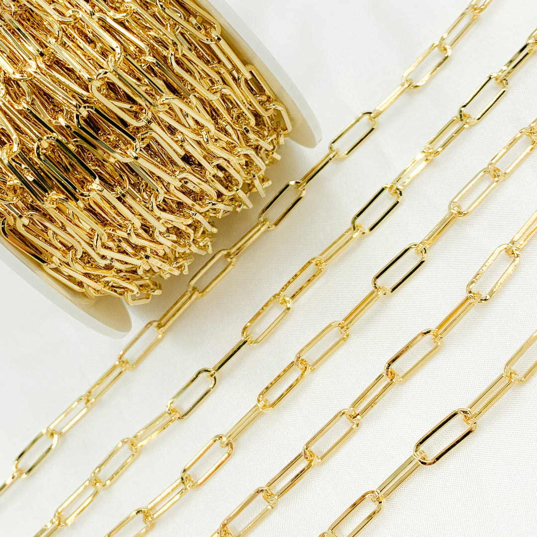 Gold Plated 925 Sterling Silver Flat Paperclip Chain. V12GP