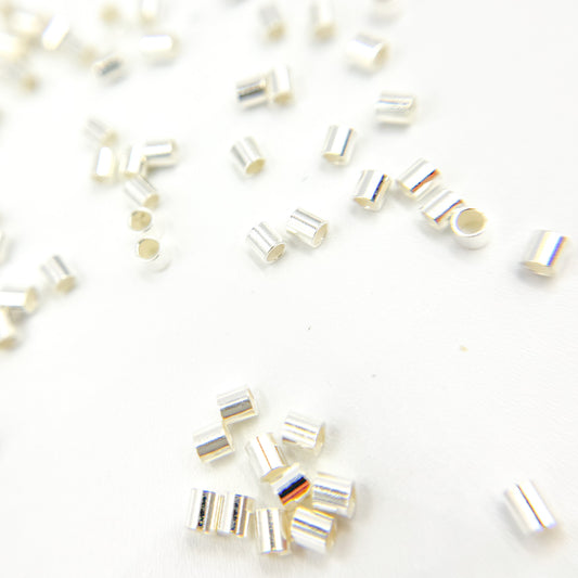 2MM White Sterling Silver Crimp Bead
