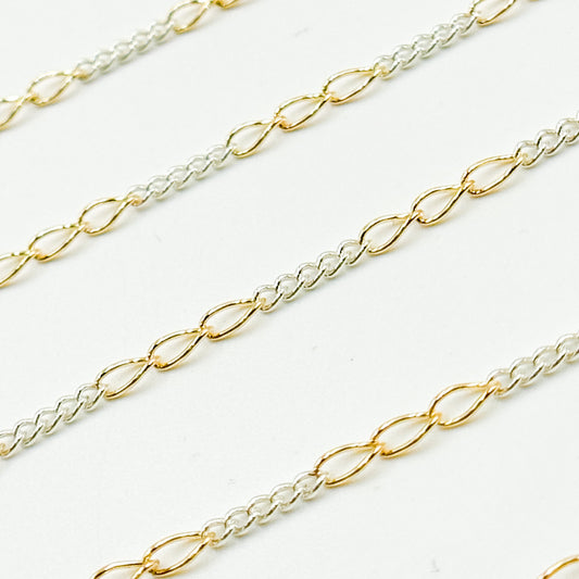 1653CTT. Gold Filled and Sterling Silver Long and Short Link Chain