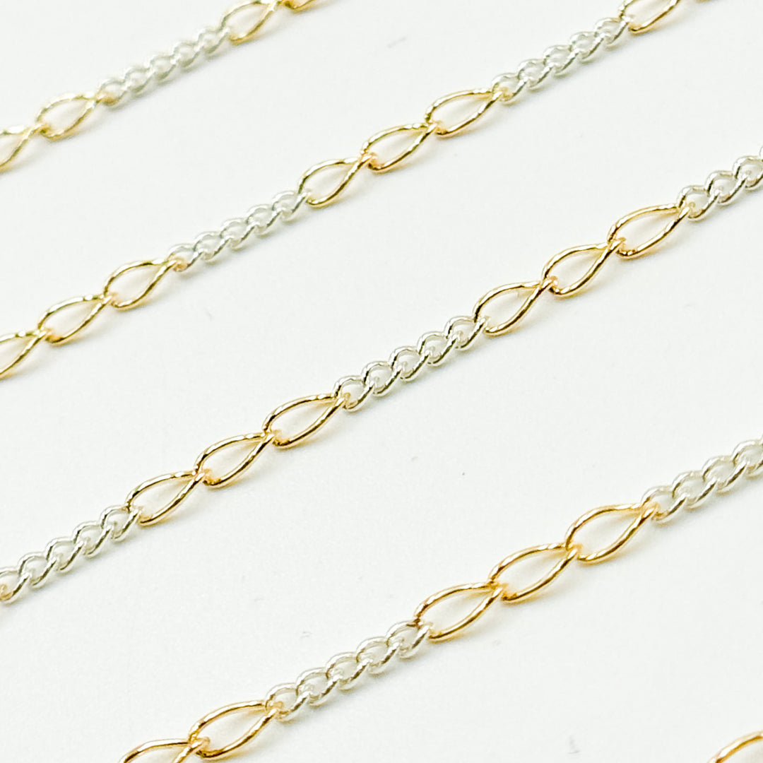 1653CTT.  Gold Filled and Sterling Silver Long and Short Link Chain