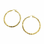 Load image into Gallery viewer, GER54. 14K Solid Gold Twist Round Hollow Hoop Earrings
