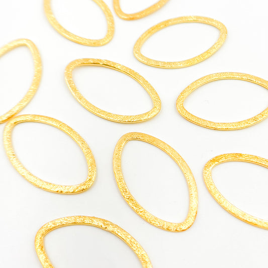 25MM Gold-plated Sterling Silver Brushed Marquis Connector