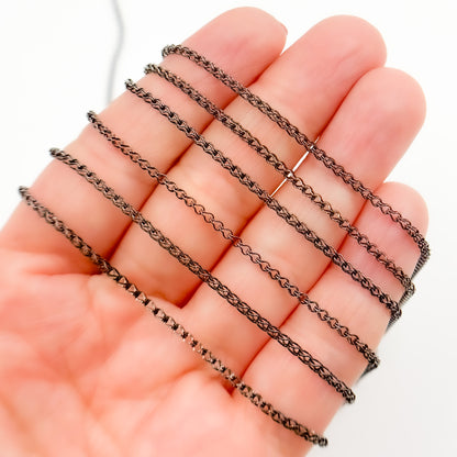Black Rhodium Sterling Silver Wheat Chain