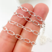 Sterling Silver Textured Oval & Smooth Round Link Chain