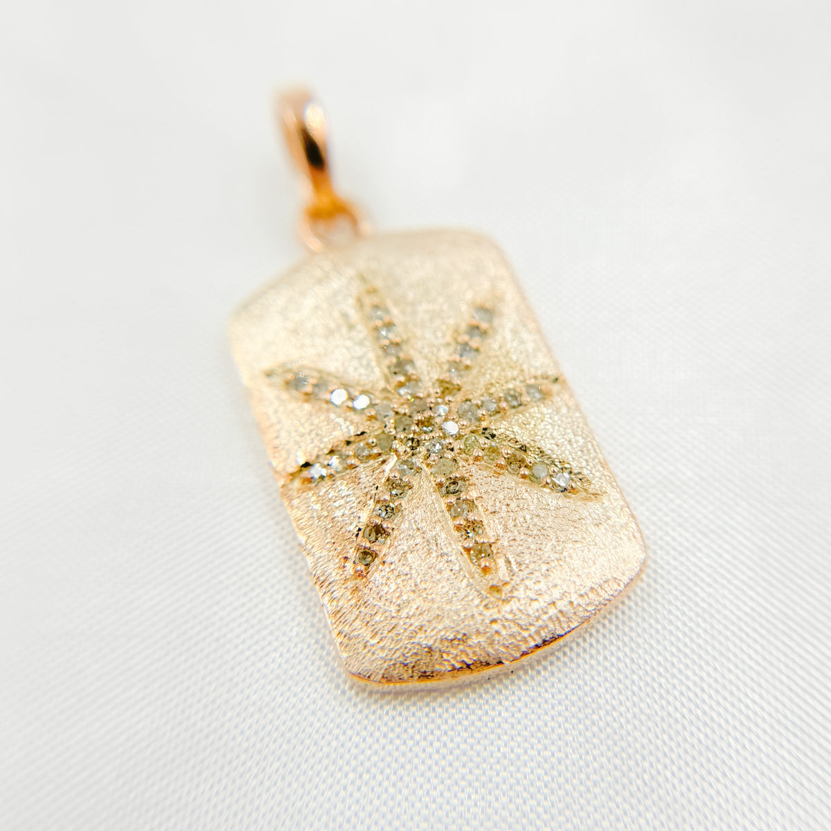 Diamond & Sterling Silver Rectangle Star Pendant