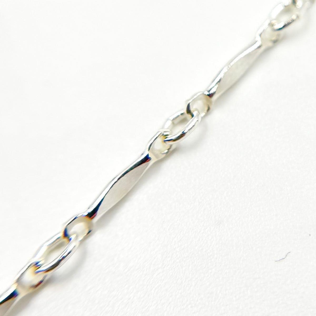 Sterling Silver Dapped Bar Link Chain