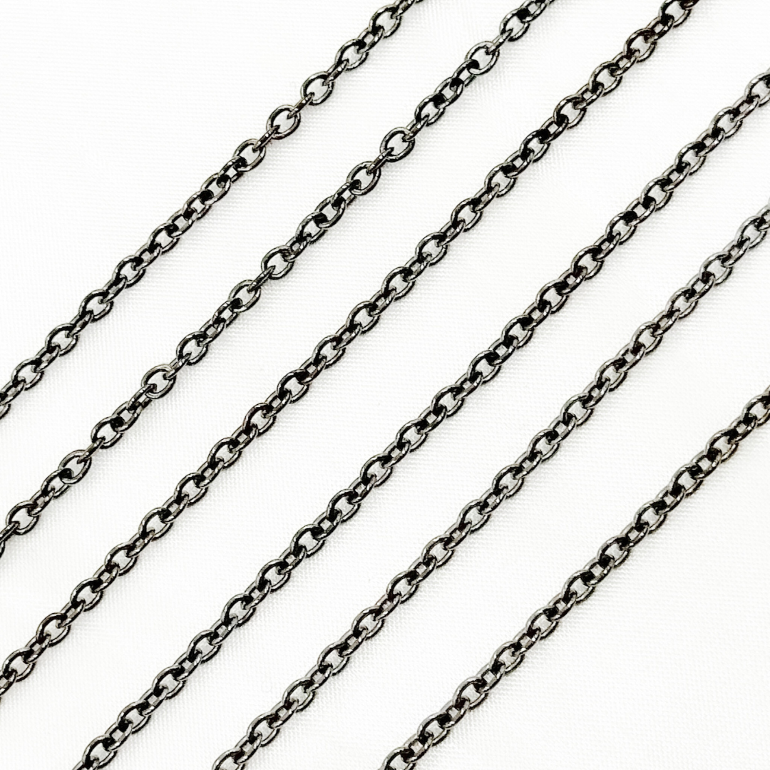 Black Rhodium Sterling Silver Cable Chain