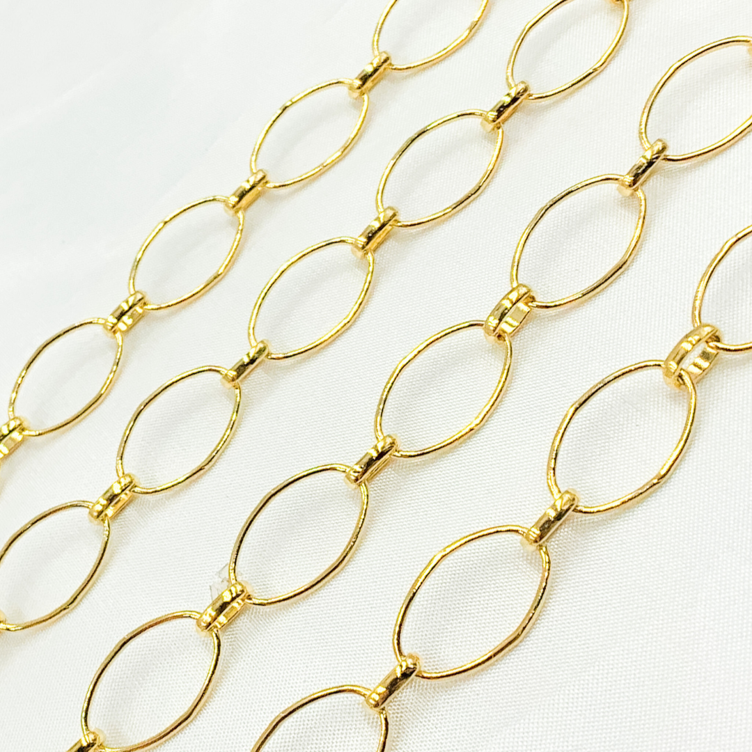 V155GP. Gold Plated 925 Sterling Silver Oval Long and Short Link