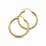 Load image into Gallery viewer, GER56. 14K Solid Tri-Color Gold Round Hollow Hoop Earrings – Classic Hoops