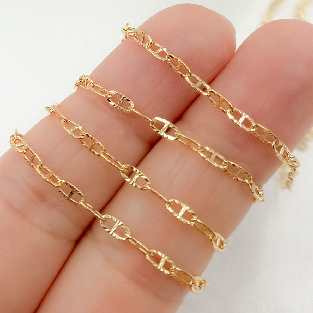 14K Gold Filled Diamond Cut Marina Link Chain