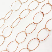 Rose Gold Plated Silver Diamond Cut Oval Chain