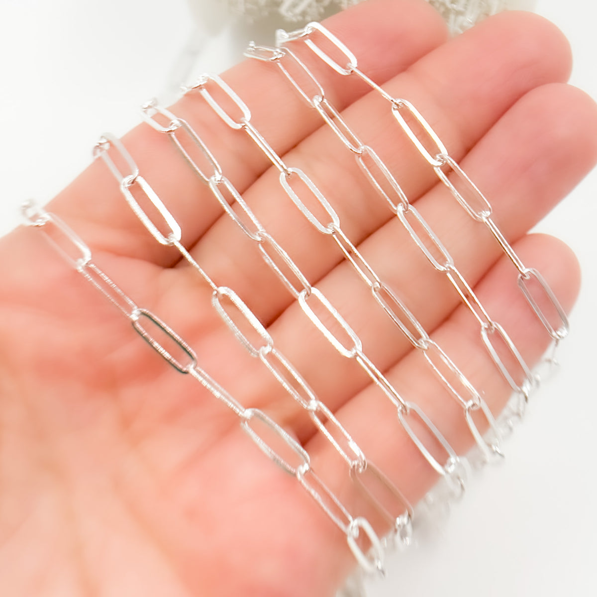 Sterling Silver Flat Paperclip Link Chain