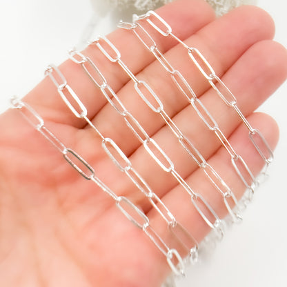 Sterling Silver Flat Paperclip Link Chain