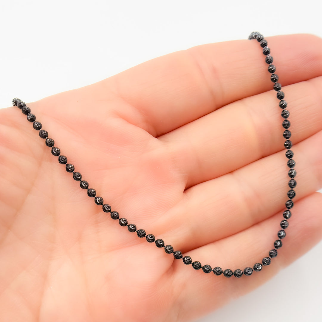 Black Rhodium Sterling Silver Bead Necklace