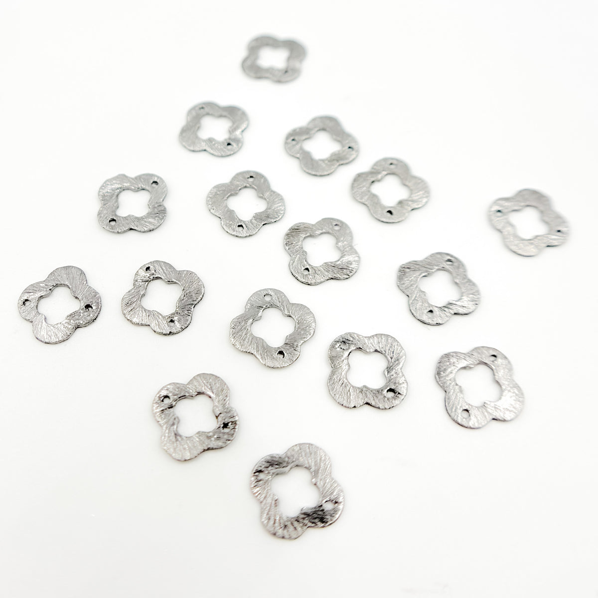 10MM Black Rhodium Sterling Silver Brushed Flower Connector